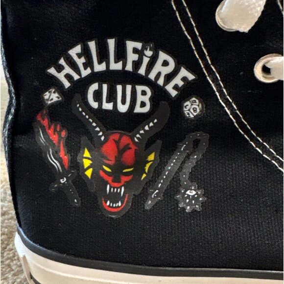 Mutuoni Hellfire Club Sneakers High-Top Canvas Black on White Sz 38 Like New - Picture 2 of 9